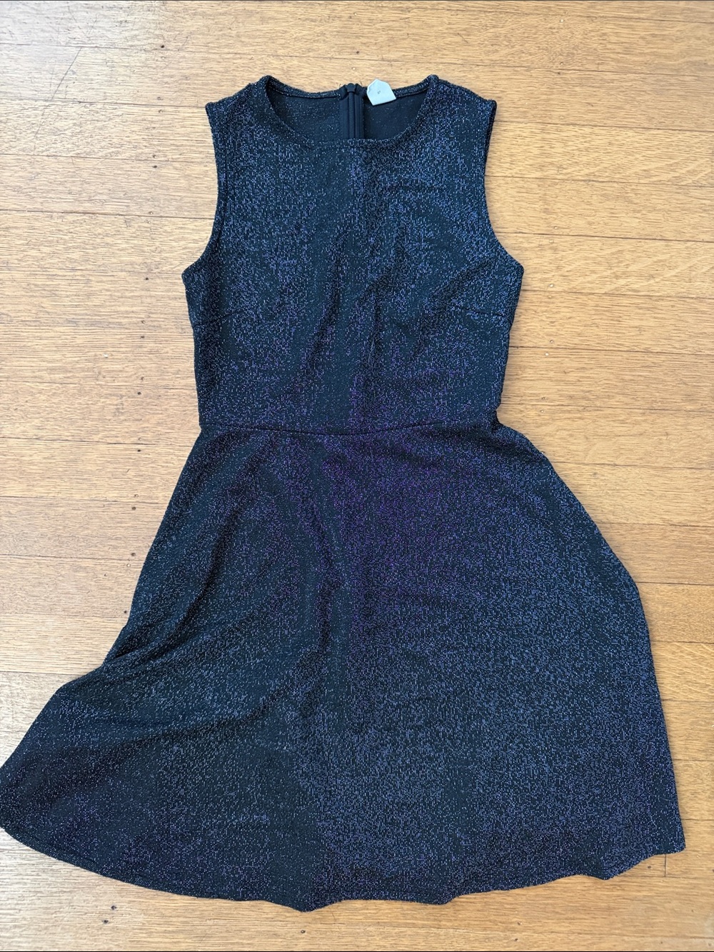 Sleeveless Black Shimmer Fit-and-Flare Dress